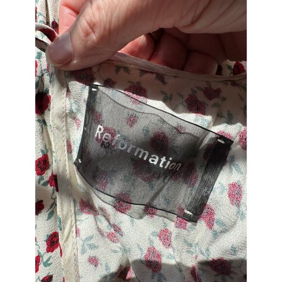 Reformation Ivory Floral Print Round Neck Cap Sleeve Open Back Maxi Dress 0 - Picture 11 of 16